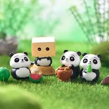 7Pcs/set Cartoon Panda Animals Miniatures Desktop Ornaments Diy Fairy Garden Decoration Moss Terrarium Micro Landscape белый