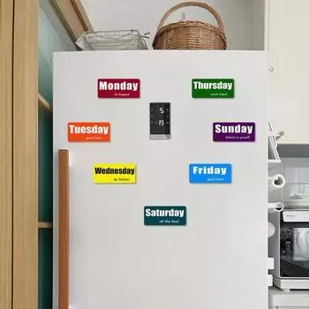 7 шт./набор магнитов на холодильник с днями недели, красочные будни, выходные, магнитные указатели даты, белая доска, магнит на холодильник