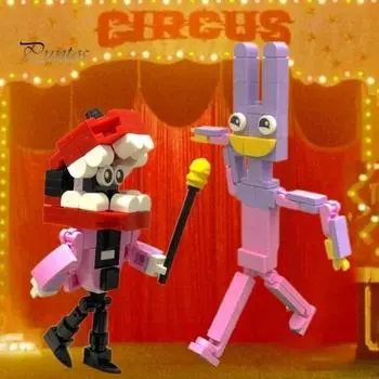 7Pcs/Set Digital Circus Building Block Toy Animation Inspired Kids Circus Figure Educational Assembly Toy Decoration Toddlers Boys Girls Fans Gift 7pcs