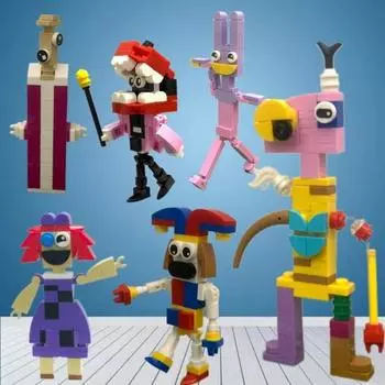 7Pcs/Set Digital Circus Building Block Toy Animation Inspired Kids Circus Figure Educational Assembly Toy Decoration Toddlers Boys Girls Fans Gift 7pcs