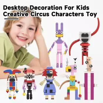 7Pcs/Set Digital Circus Building Block Toy Animation Inspired Kids Circus Figure Educational Assembly Toy Decoration Toddlers Boys Girls Fans Gift 7pcs