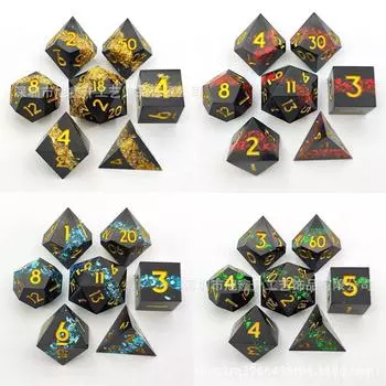 7Pcs/Set Polyhedral Resin Dice Set Dices Table Games Accessory D6 D8 D10 D12 D20 DND