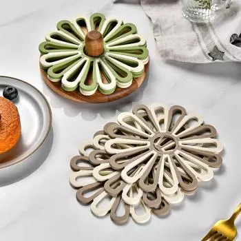 7Pcs Silicone Insulation Pad Heat Resistant Silicone Mat High Temperature Resistant Silicone Placemats Coasters for Bowls 7Pcs