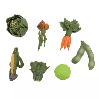 7pcs Simulated Vegetable Set Miniature Vegetable Model Carrots Spinach Edamame Children Cognitive Ea