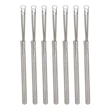7pcs Stainless Steel 3 Ring Ear Cleaner Elastic 3 Ring Ear Wax Removing Tool for Adults