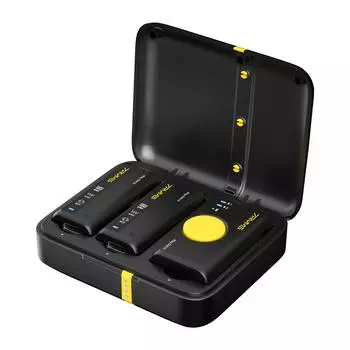 7RYMS iRay DW10 Беспроводная микрофонная система с 1 приемником + 2 микрофонами + 1 чехлом для зарядки, 200 м 1 Receiver and 1 Microphone чёрный