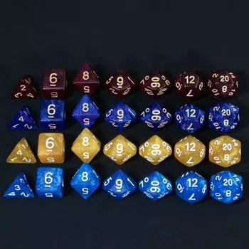 7шт кубиков DND D4, D6, D8, D10, D%, D12, D20 Аксессуары для настольной игры Набор многогранных блестящих кубиков темно-красного