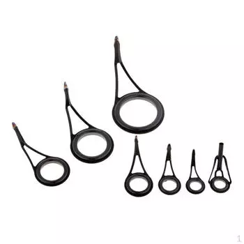 7шт Направляющие для удочки Части на одну ногу Кольца для глаз 7 размеров - Черное кольцо