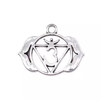 7шт. Подвески в виде чакры, античное серебро, цвет цинкового сплава, 21X17 мм.