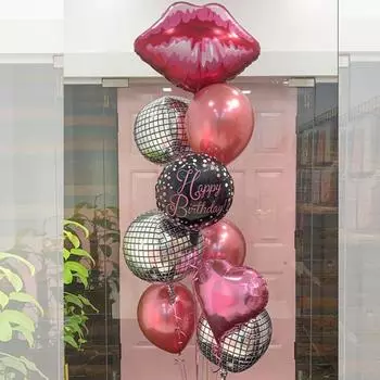 7шт розовые губы диско шары праздник день рождения воздушный шар украшения