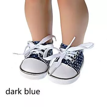 7см Детские 18 дюймов Кукла Подарки на день рождения Холщовые туфли Туфли в горошек Аксессуары для кукол Обувь для кукол темно-синий
