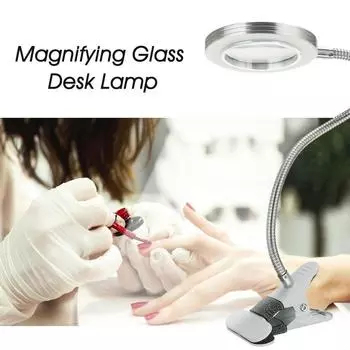 7W USB Reading Table Light 8X Magnifier Glass LED Desk Lamp Eye Protection Tooth Beauty Makeup Tattoo Light Clip-on Bendable
