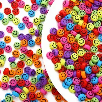 7x4 мм 100 шт. акриловые свободные плоские бусины с улыбкой для изготовления модных ювелирных изделий DIY браслет ожерелье синий