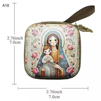 7X7Cm Virgin Mary Jesus Prayer Rosary Bag Religious Jewelry Storage Box Articulos Religioso