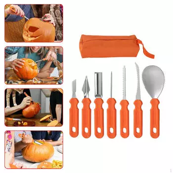 7x набор для вырезания тыкв на Хэллоуин с сумкой для хранения украшений для начинающих и профессионалов для вечеринок многоразового использования