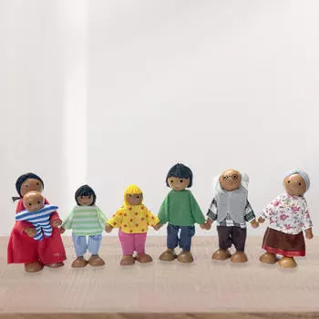 7x набор фигурок кукольный домик семья прекрасный игровой набор подвижные суставы деревянные миниатюрные фигурки кукла