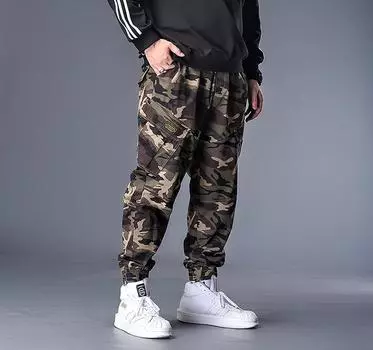 \7xl 6xl 5xl Военные камуфляжные брюки мужские свободные хлопковые армейские брюки хип-хоп карго камуфляжные брюки мужские 7XL чёрный