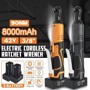 8000 мАч, 42 В, 3/8 дюйма, светодиодный электрический беспроводной угловой гаечный ключ с храповым механизмом, с батареями 1/2 1 Battery EU