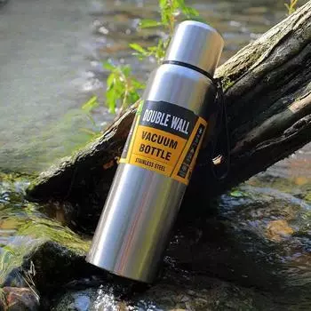 800/1000/1500 мл термос большой емкости из нержавеющей стали, термос из нержавеющей стали, портативный изолированный стакан с веревкой, термобутылка 800ML серебряный