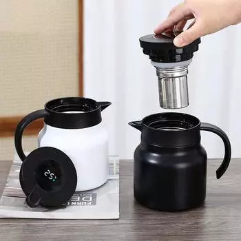 800/1000 мл термоизоляционный чайник с фильтром для чая кувшин для воды портативный термоизоляционный чайник для кофе чая молока напитков 0.5L светло-желтого