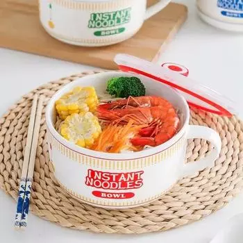 800/1100 мл миска для лапши быстрого приготовления в корейском стиле керамическая миска для студенческого общежития фруктовый салат лапша в супе герметичная миска