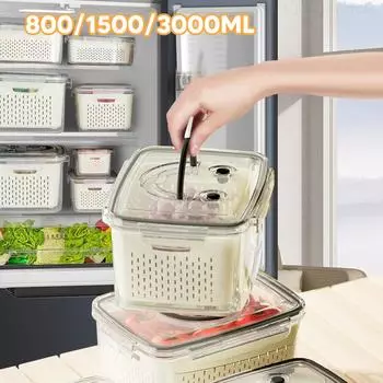 800-3000 мл Холодильник Ящик Для Хранения Пикник Свежие Овощи Фрукты Корзина Слив Контейнеры Для Хранения Кладовая Кухонный Органайзер