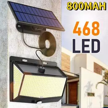 800 мАч 468 светодиодный супер яркий уличный солнечный светильник водостойкий 3 режима датчик движения индукционный солнечный садовый светильник для двора и гаража Integrated-468LED-1000MAH