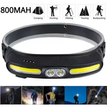 800 мАч COB светодиодный налобный фонарь, уличный сенсорный фонарь, встроенный аккумулятор типа C, перезаряжаемый налобный фонарь, рабочий фонарь для охоты и рыбалки 1PCS-800MAH