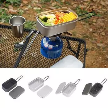 800 мл Bento Box Анодированная складная ручка Большая емкость Термостойкий алюминиевый контейнер для кемпинга Bento Стойка для готовки на пару Поставка на открытом воздухе A