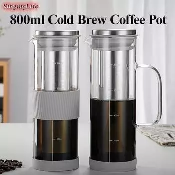 800 мл кофеварка для холодного заваривания Большая емкость бросиликатное термостойкое стекло нержавеющая сталь капельный фильтр портативная кофеварка