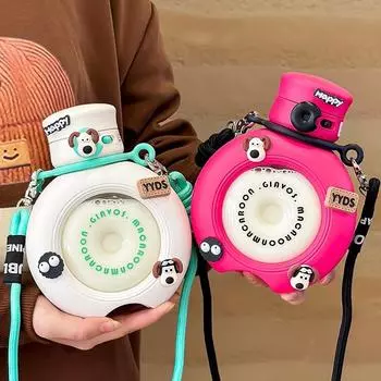 800 мл симпатичная двойная пластиковая бутылка для воды для питья для девочек, стаканчик с трубочкой для студентов, спортивная портативная большая емкость, простая бутылка для воды для питья 800ml