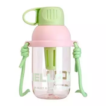 800 мл стакан для воды с трубочкой и ремешком фитнес-бутылка для питья фитнес-бутылка для воды на открытом воздухе green&pink-style 1