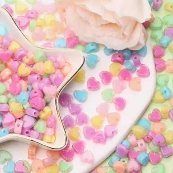 800 шт., бусины-разделители, ожерелье, браслет, цветные, 7*8 мм, прозрачный сэндвич ручной работы, акриловая форма сердца для изготовления ювелирных изделий, свободные бусины, подвески «сделай сам»