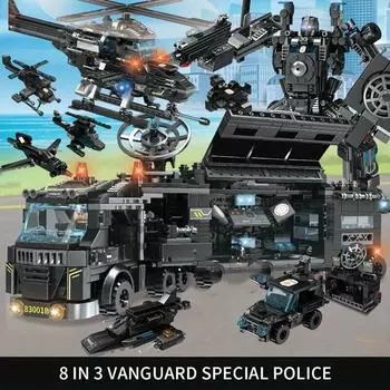 800 + шт. собранная игрушка-полицейский детский автомобиль-головоломка трехмерная 3D модель SWAT Pioneer игрушечная игра