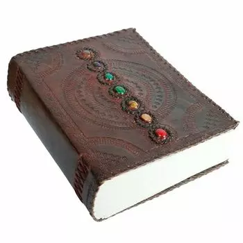 800-страничный журнал, кожаный блокнот с семью камнями, пустая книга ручной работы, альбом для рисования 10 x 13 in коричневый