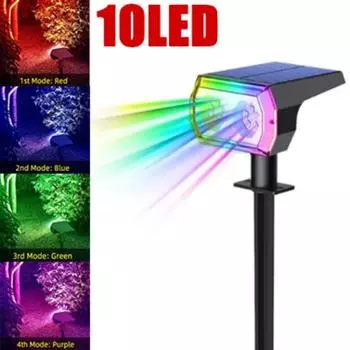 800LM Уличные солнечные фонари, 10 светодиодных солнечных фонарей, садовое освещение, 7 режимов цвета, солнечная лампа, прожектор для ландшафтных дворов 600LM