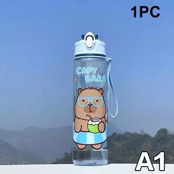 800Ml Cartoon Capybara Water Bottle Plastic Water Cup Portable Large Capacity With Straw Sports Water Bottle Travel Outdoor