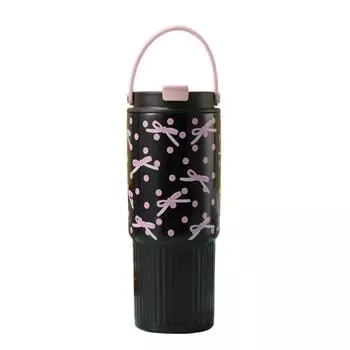 800ML Vacuum Straw Cups With Handheld Car Water Cups Durable Stainless Steel King Cup Gift 1 pink bow