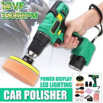 800W 3500RPM Electric Car Polisher Machine Kit 4Inches Buffer Sander Wax Sponge Polishing Pad W/ 1/2pcs Battery 1 x Battery