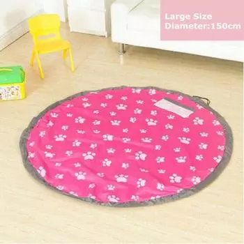80150cm De Tapis Jeux Stockage Sac Jouet Enfant Play Mat Cadeau Rangement Rose Red Foot Print,80cm(Dia.)