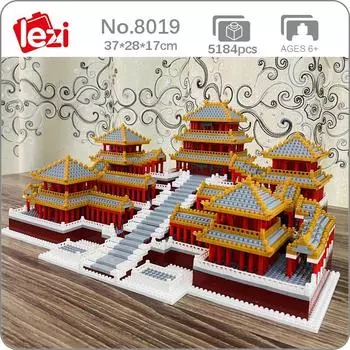 8019 мировая архитектура, древний дворец Эпанг, 3D модель, сделай сам, мини алмазные блоки, кирпичи, строительные игрушки для детей, без коробки