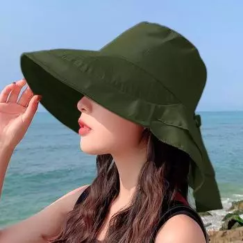 8062 Travel Hat Women s Summer Neck Protection Sun Hat New Arrival Big Brim Fisherman Hat Outdoor Cycling Sun Hat Army Green