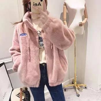 807 #[Оригинальное качество, антикроличья шерсть плюс внутренний промежуточный слой] искусственная кроличья шерсть искусственный мех утолщенная шуба плюшевая внешняя часть M