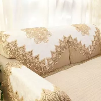 808 Gold Lace European-Style High-End Three-Dimensional Lace Sofa Towel, Fabric Sofa Back Towel/Armrest Towel Golden Lace 808 Square hand towel: 55*55cm * 1