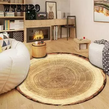 80/100/120/140 СМ Античное Дерево Годовое Кольцо Круглый Ковер для Гостиной Спальни Кабинет Стул Коврик Плюшевый Ковер 60*60cm