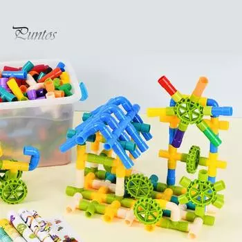 80/100/200 шт. Детская игрушка-конструктор для труб, мелкая моторика, цветная игрушка-конструктор для труб, для малышей, мальчиков и девочек, образовательная сборка блоков своими руками 100pcs