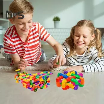 80/100/200 шт. Детская игрушка-конструктор для труб, мелкая моторика, цветная игрушка-конструктор для труб, для малышей, мальчиков и девочек, образовательная сборка блоков своими руками 80PCS