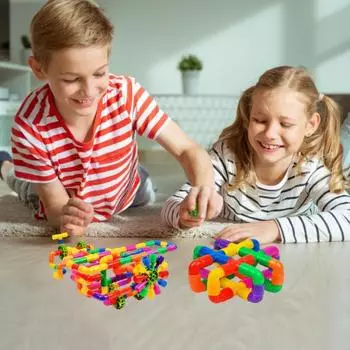 80/100/200 шт. Детский строительный блок для труб, игрушка для развития мелкой моторики, цветной строительный блок для труб, игрушка для малышей, мальчиков и девочек, обучающий блок «сделай сам» 80PCS