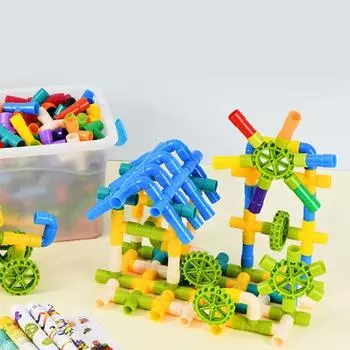 80/100/200 шт. Детский строительный блок для труб, игрушка для развития мелкой моторики, цветной строительный блок для труб, игрушка для малышей, мальчиков и девочек, обучающий блок «сделай сам» 80PCS