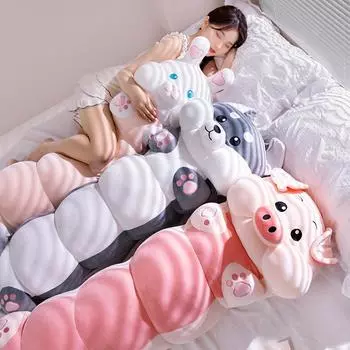 80/100 см Милый мягкий кролик, свинья, сибирский хаски, гусеница, плюшевая большая подушка, мягкие игрушки, кукла-червяк, подарок на день рождения для детей 80cm